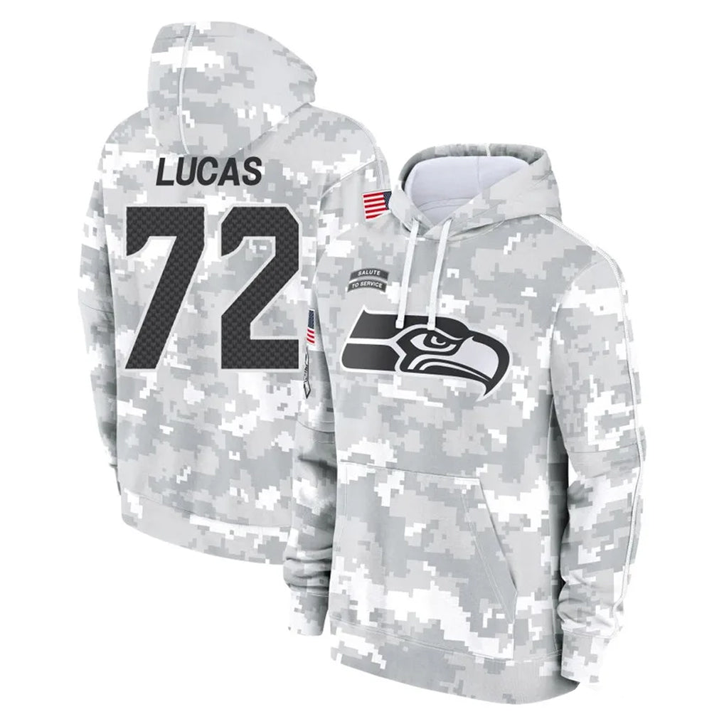 Fenge S.Seahawks #72 Abraham Lucas Player Arctic Camo Limited Salute to Service Pullover Hoodies Game Stitched Jerseys