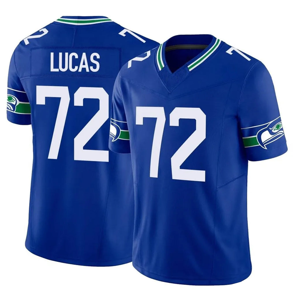 Fenge S.Seahawks #72 Abraham Lucas Player Royal Limited Throwback Vapor F.U.S.E. Home Game Stitched Jerseys