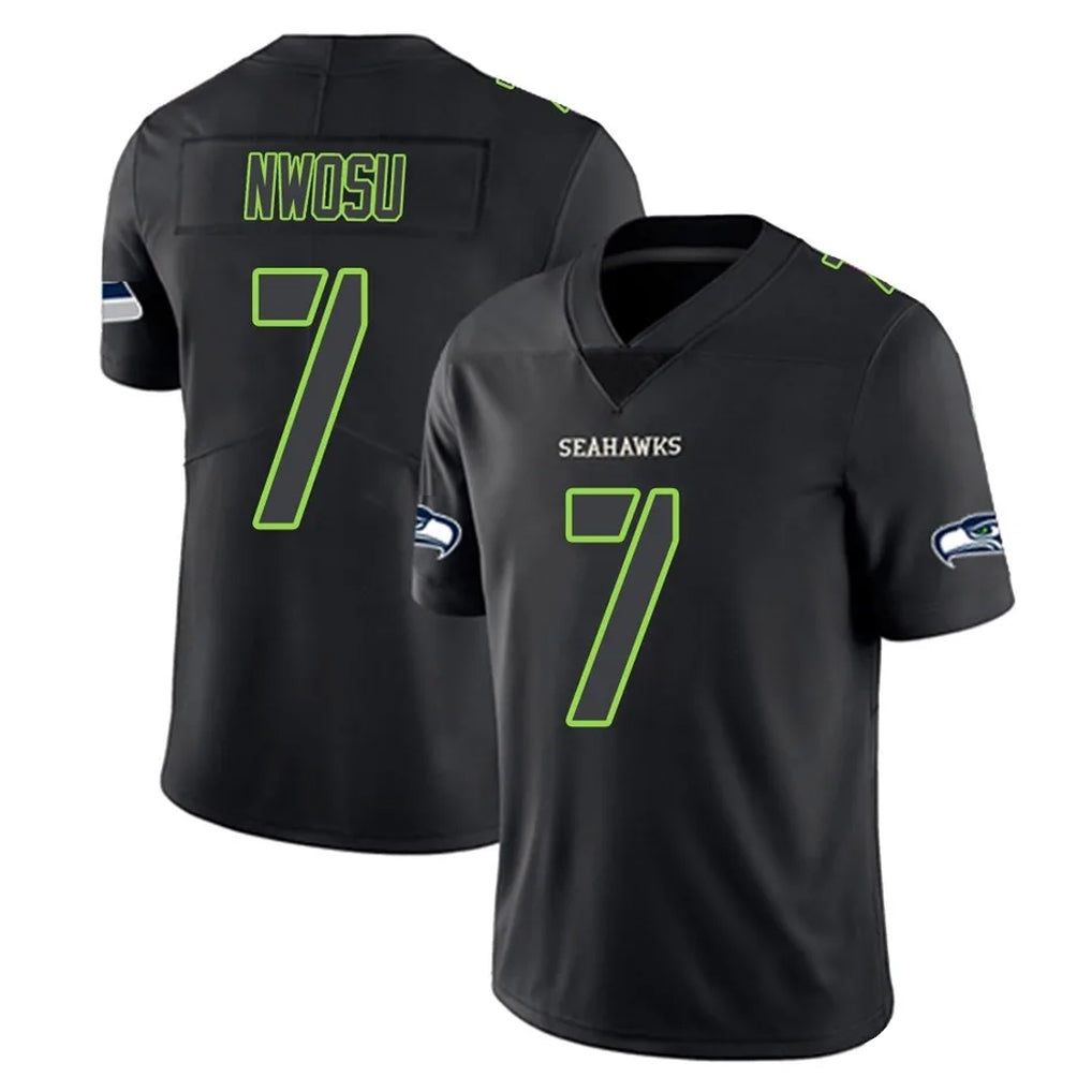 Fenge S.Seahawks #7 Uchenna Nwosu Player Black Impact Limited Home Game Stitched Jerseys