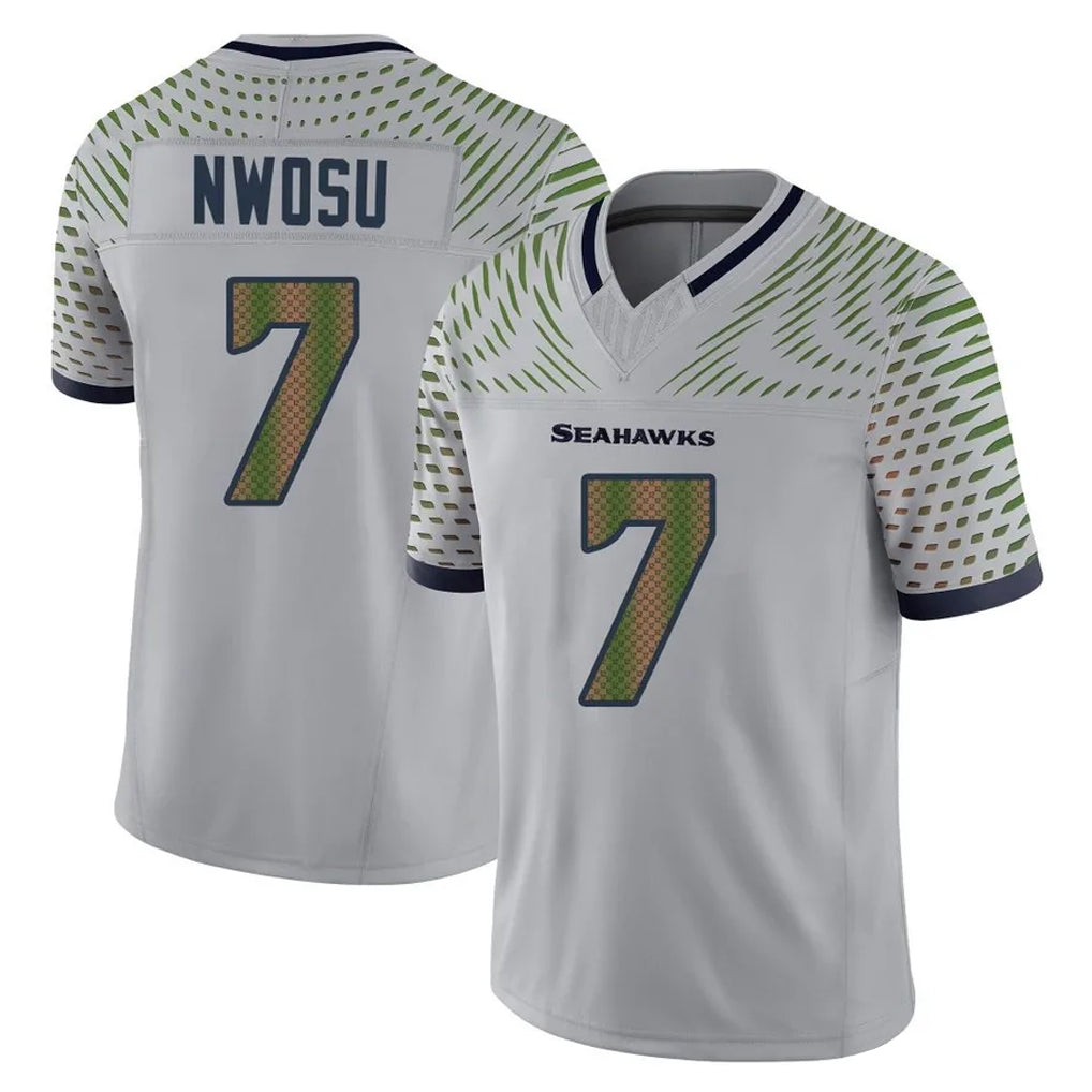 Fenge S.Seahawks #7 Uchenna Nwosu Player Grey Limited 2025 Rivalries Collection Home Game Stitched Jerseys