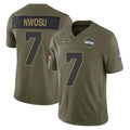 Fenge S.Seahawks #7 Uchenna Nwosu Player Olive 2025 Salute To Service Limited Home Game Stitched Jerseys