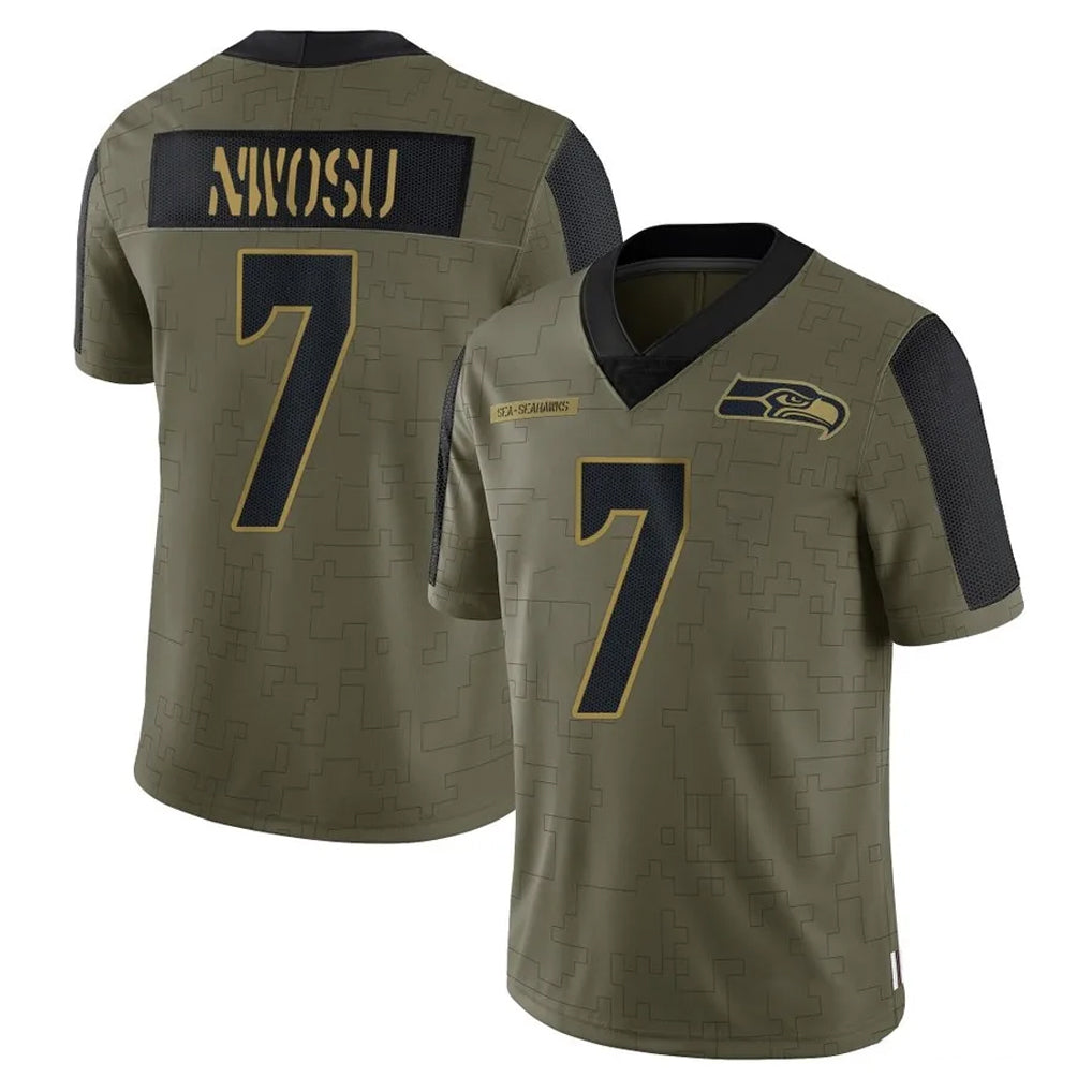 Fenge S.Seahawks #7 Uchenna Nwosu Player Olive Salute To Service Limited Game Stitched Jerseys