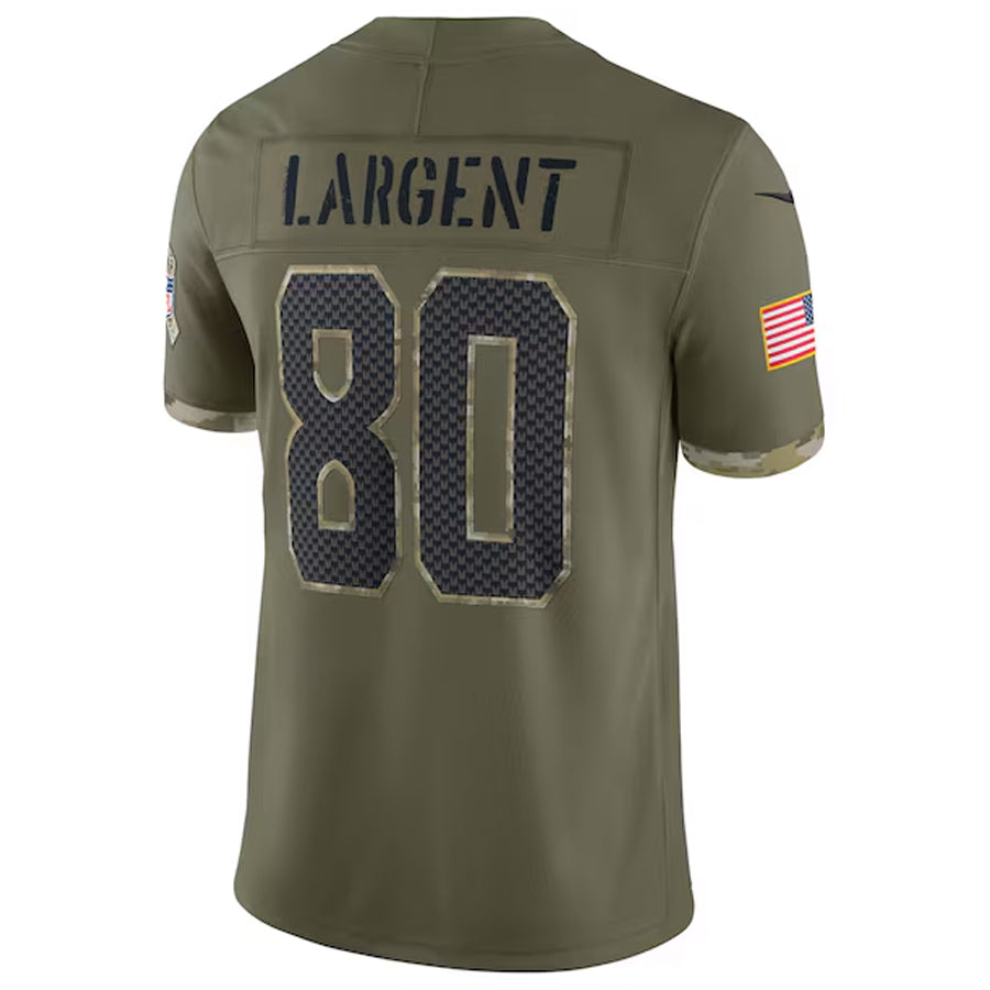Fenge S.Seahawks #80 Steve Largent Player Salute to Service Olive Stitched Jerseys