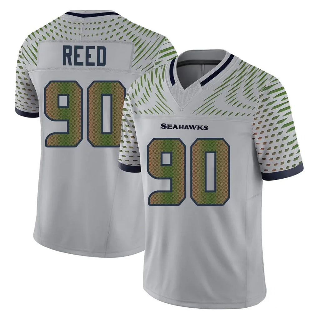 Fenge S.Seahawks #90 Jarran Reed Player Grey Limited 2025 Rivalries Collection Home Game Stitched Jerseys