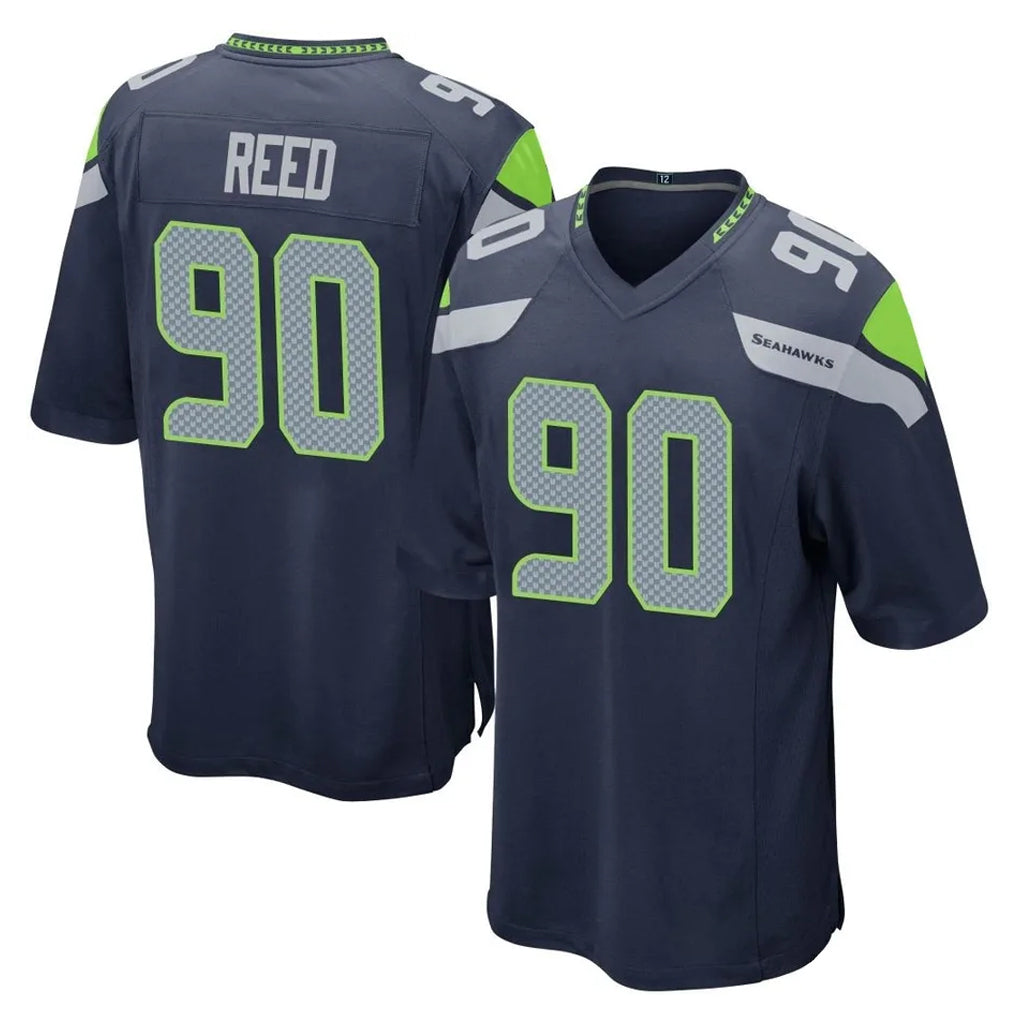 Fenge S.Seahawks #90 Jarran Reed Player Navy Home Game Stitched Jerseys