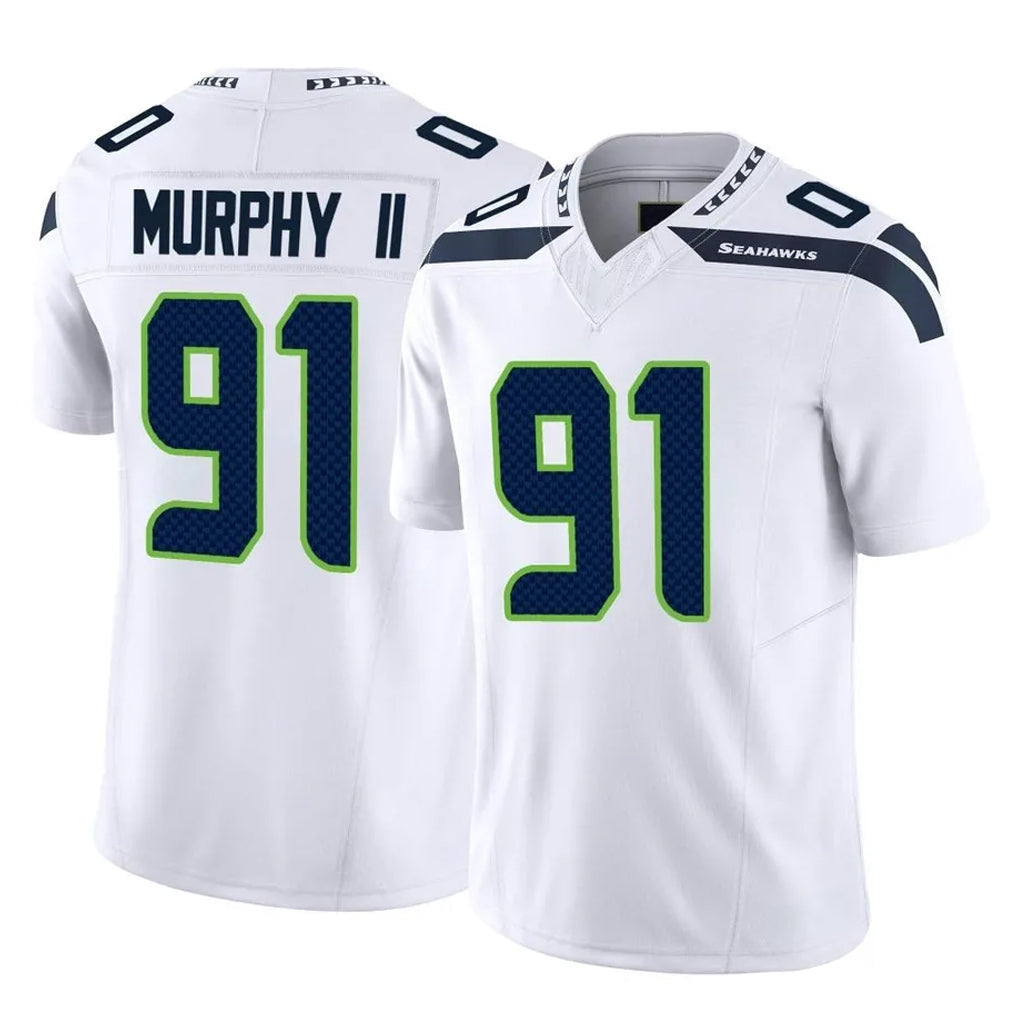 Fenge S.Seahawks #91 Byron Murphy II Player White Limited Vapor F.U.S.E. Home Game Stitched Jerseys
