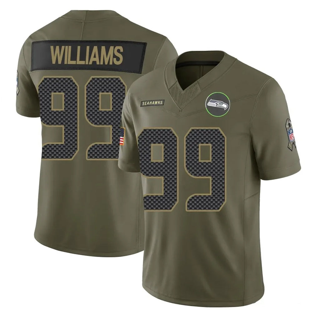 Fenge S.Seahawks #99 Leonard Williams Player Olive 2025 Salute To Service Limited Home Game Stitched Jerseys
