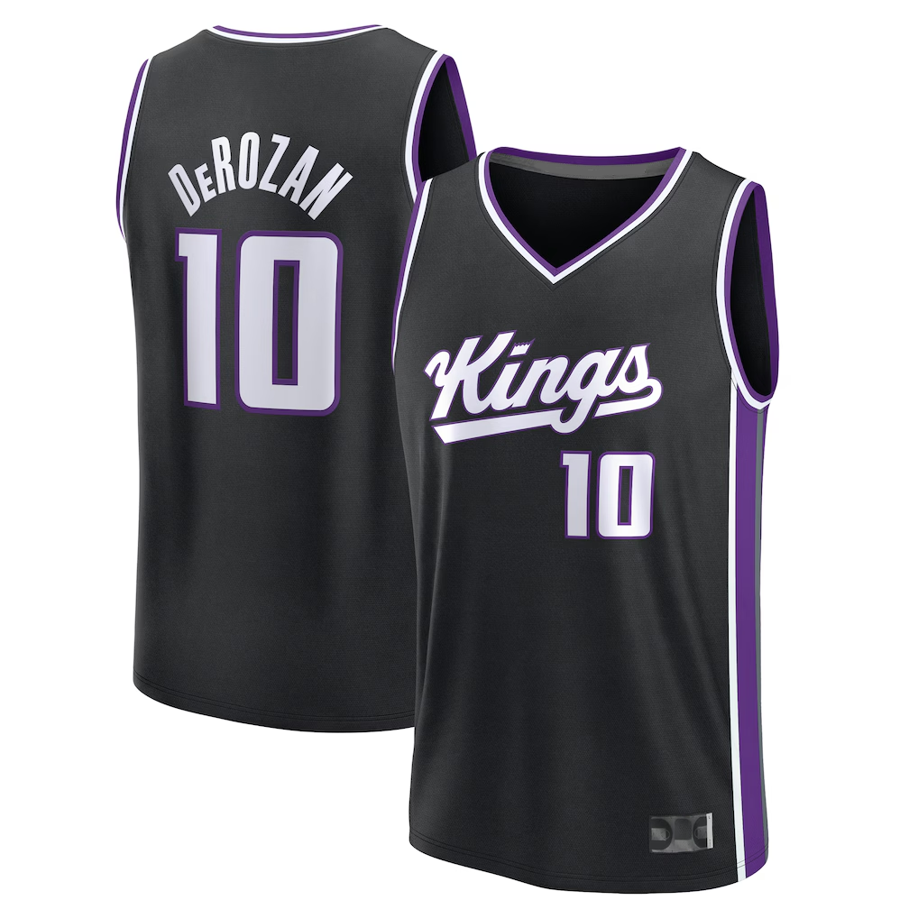 Fenge S.kings #10 DeMar DeRozan Fanatics Black Fast Break Replica Player Jerseys - Icon Edition