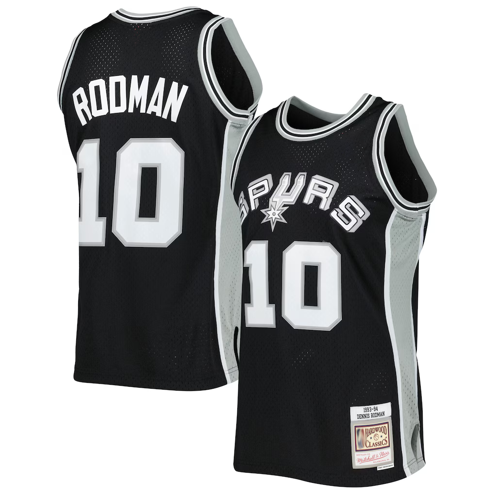 Fenge SA.Spurs #10 Dennis Rodman Mitchell & Ness Black 1993-1994 Hardwood Classics Swingman Jerseys