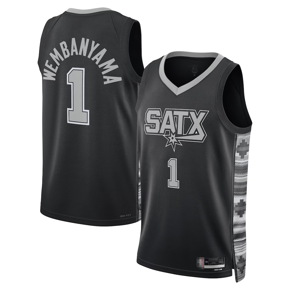 Fenge SA.Spurs #1 Victor Wembanyama Black Swingman Jerseys - Statement Edition