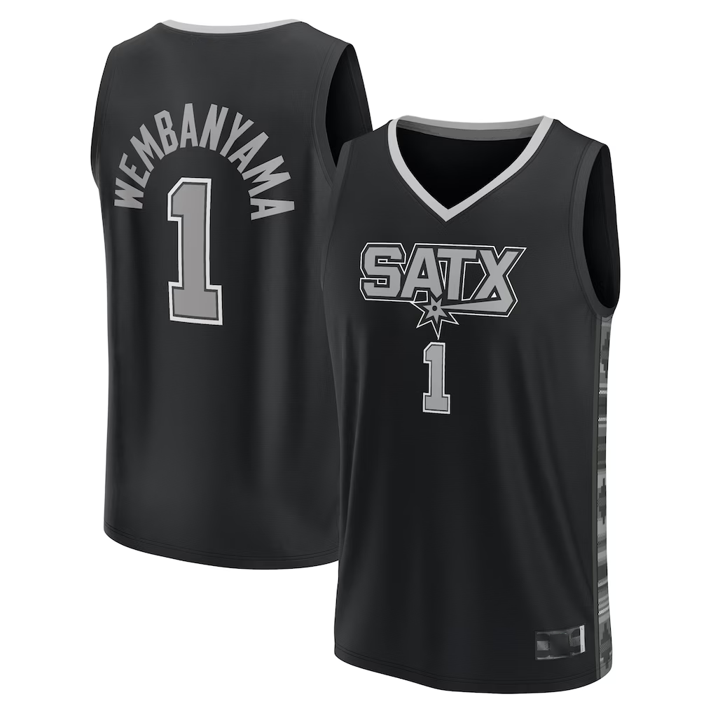 Fenge SA.Spurs #1 Victor Wembanyama Fanatics Black Fast Break Player Jerseys - Statement Edition