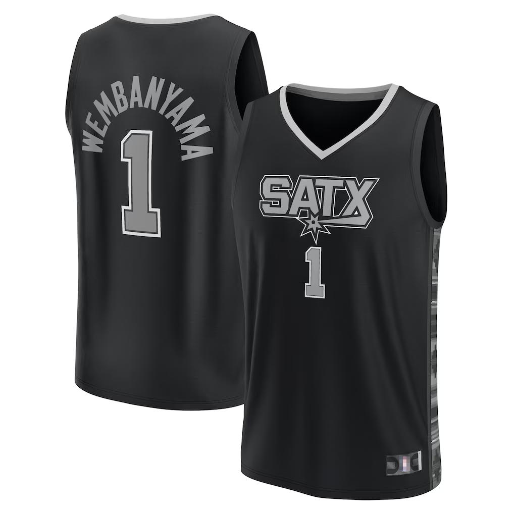 Fenge SA.Spurs #1 Victor Wembanyama Fanatics Black Fast Break Replica Player Jerseys - Statement Edition