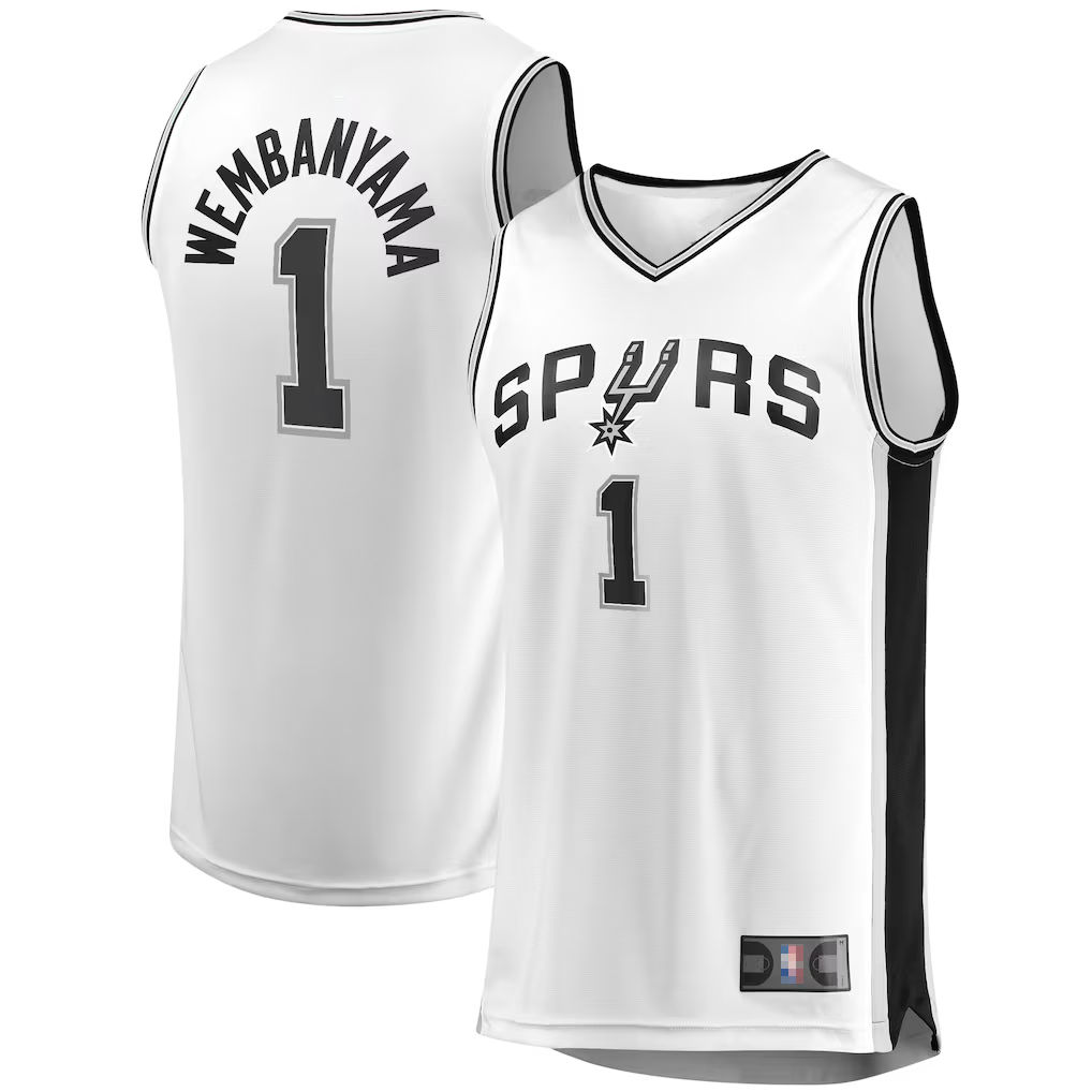 Fenge SA.Spurs #1 Victor Wembanyama Fanatics White Fast Break Player Jerseys - Association Edition