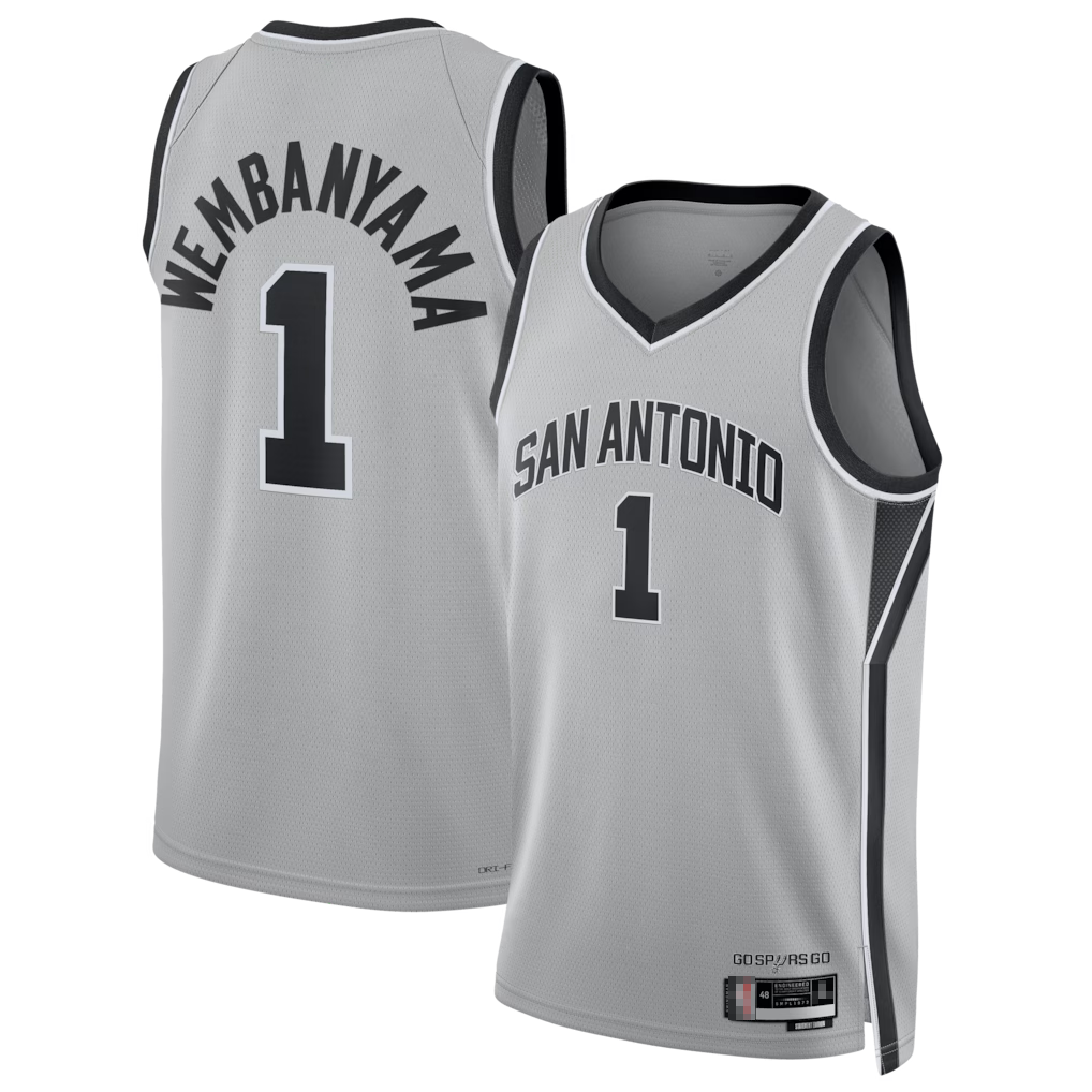 Fenge SA.Spurs #1 Victor Wembanyama Silver Swingman Jerseys - Statement Edition