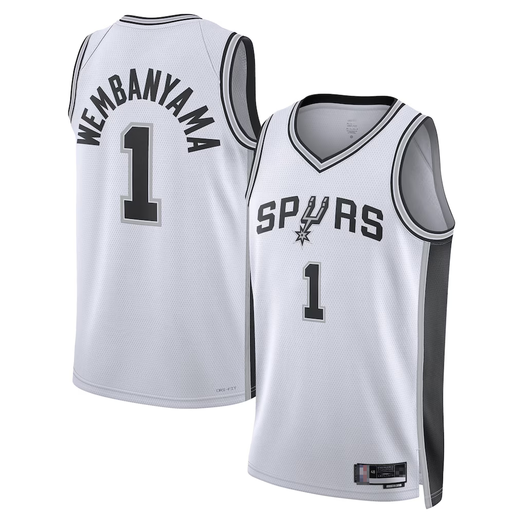 Fenge SA.Spurs #1 Victor Wembanyama White Swingman Jerseys - Association Edition