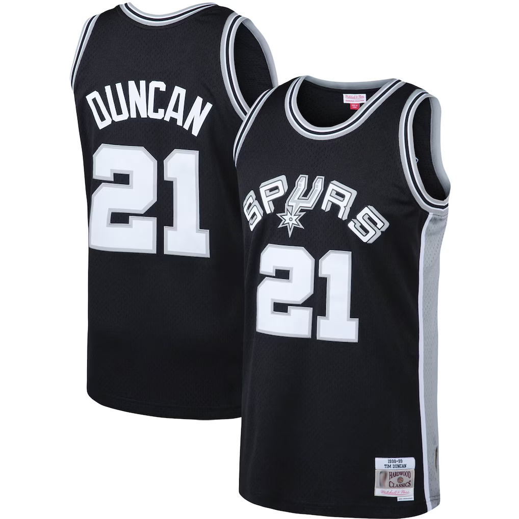 Fenge SA.Spurs #21 Tim Duncan Mitchell & Ness Black 1998-1999 Big & Tall Hardwood Classics Swingman Jerseys