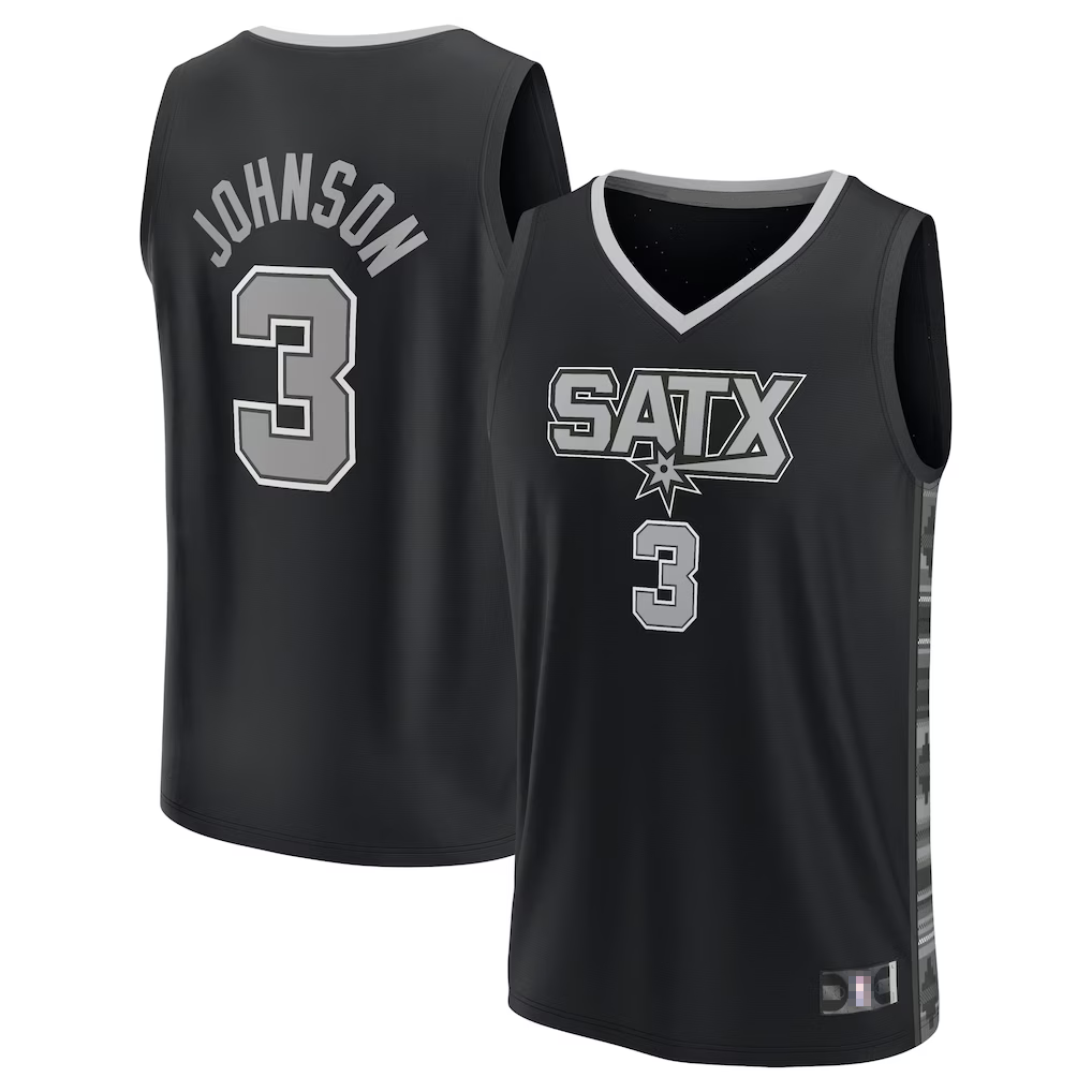 Fenge SA.Spurs #3 Keldon Johnson Fanatics Black Fast Break Replica Player Jerseys - Statement Edition