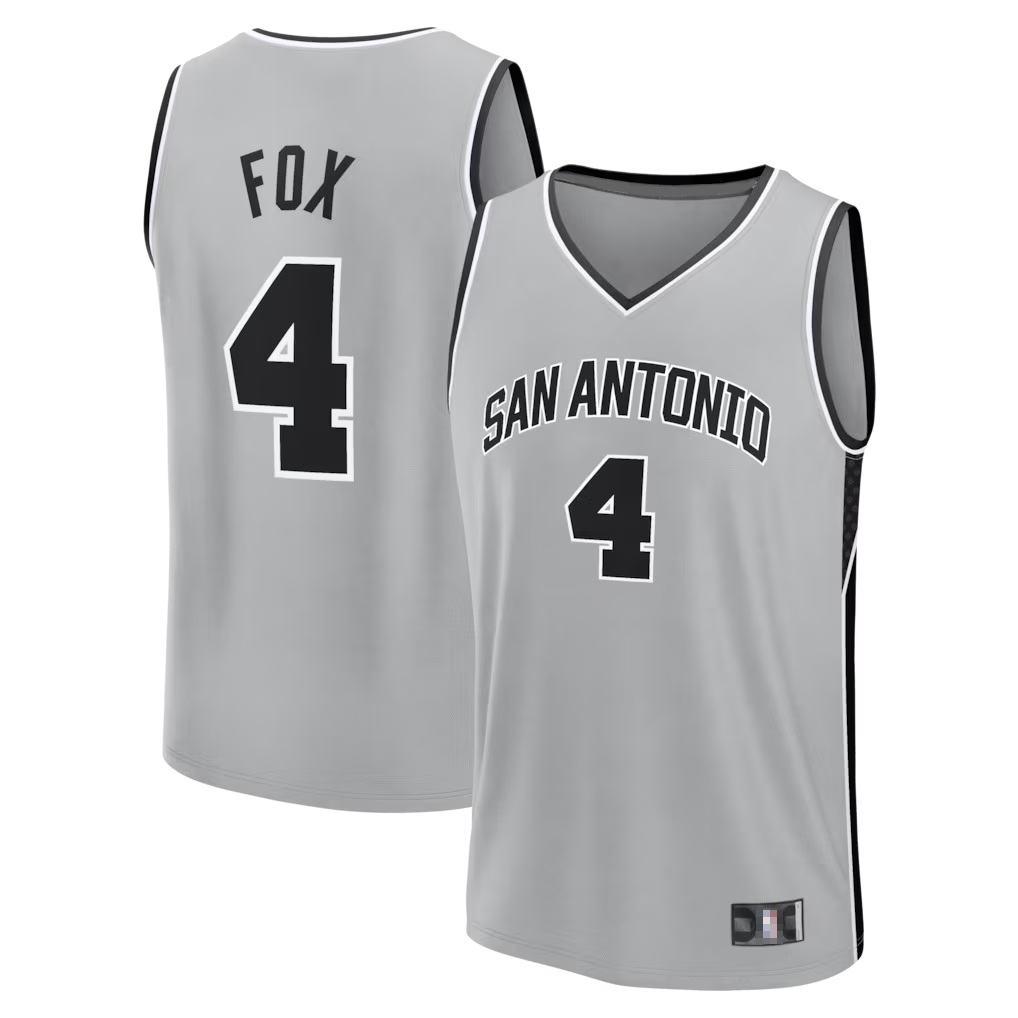 Fenge SA.Spurs #4 De'Aaron Fox Fanatics Silver Fast Break Jerseys - Statement Edition