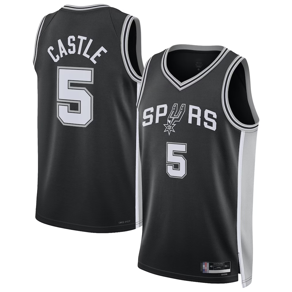 Fenge SA.Spurs #5 Stephon Castle Black Swingman Jerseys - Icon Edition
