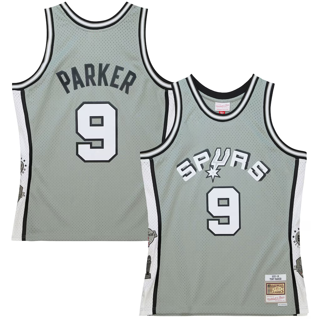 Fenge SA.Spurs #9 Tony Parker Mitchell & Ness Gray Hall of Fame Class of 2023 Throwback Swingman Jerseys