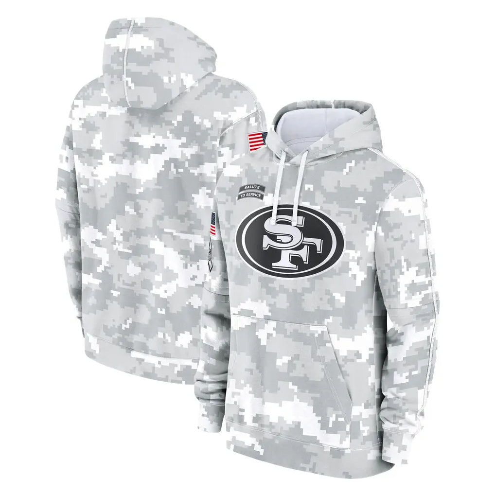 Fenge SF.49ers Arctic Camo Limited Salute to Service Pullover Hoodies Game Blank Player Stitched Jerseys
