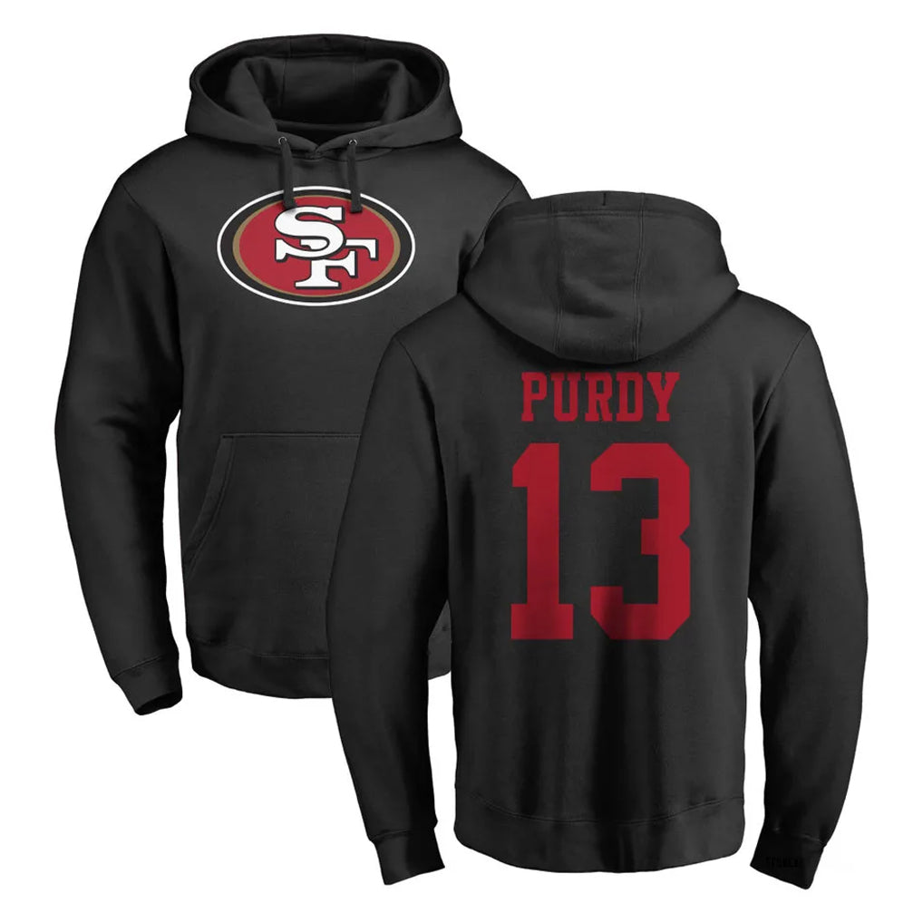 Fenge SF.49ers #13 Brock Purdy Player Black LOGO Pullover Hoodies Home Game Stitched Jerseys