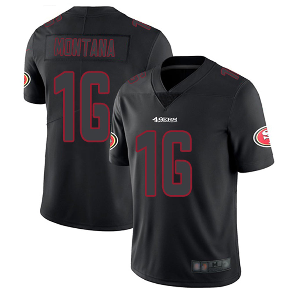Fenge SF.49ers #16 Joe Montana Player Black Limited Rush Impact Stitched Jerseys