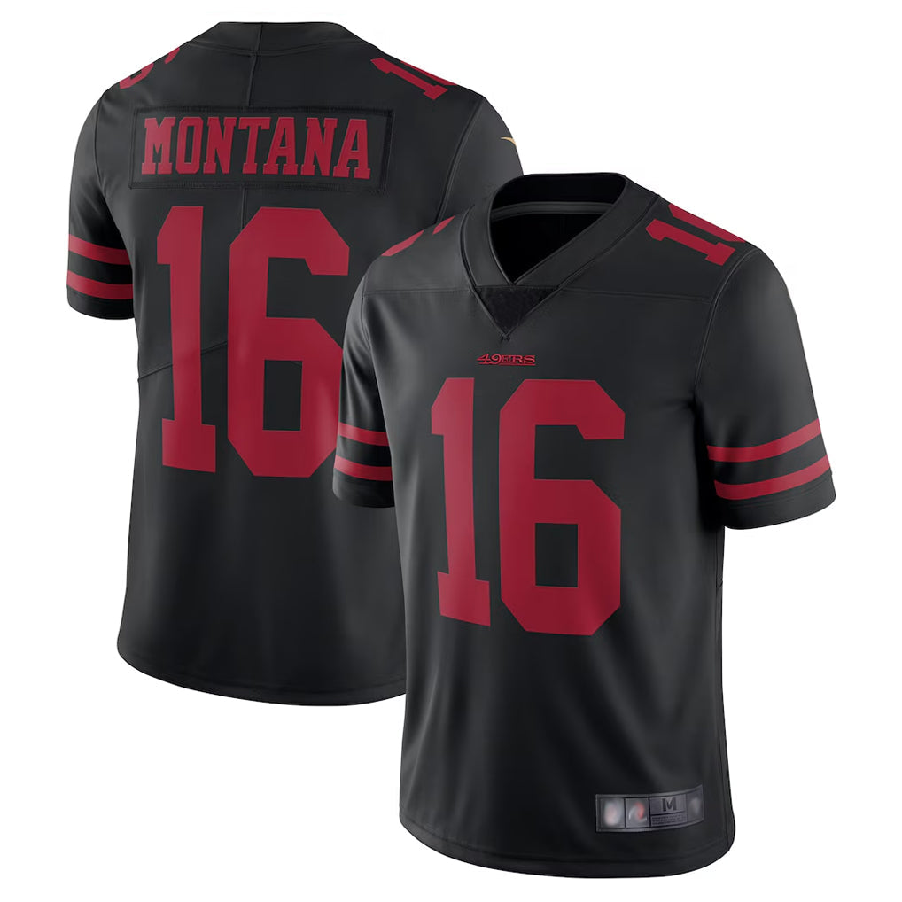 Fenge SF.49ers #16 Joe Montana Player Black Vapor Untouchable Limited Throwback Stitched Jerseys