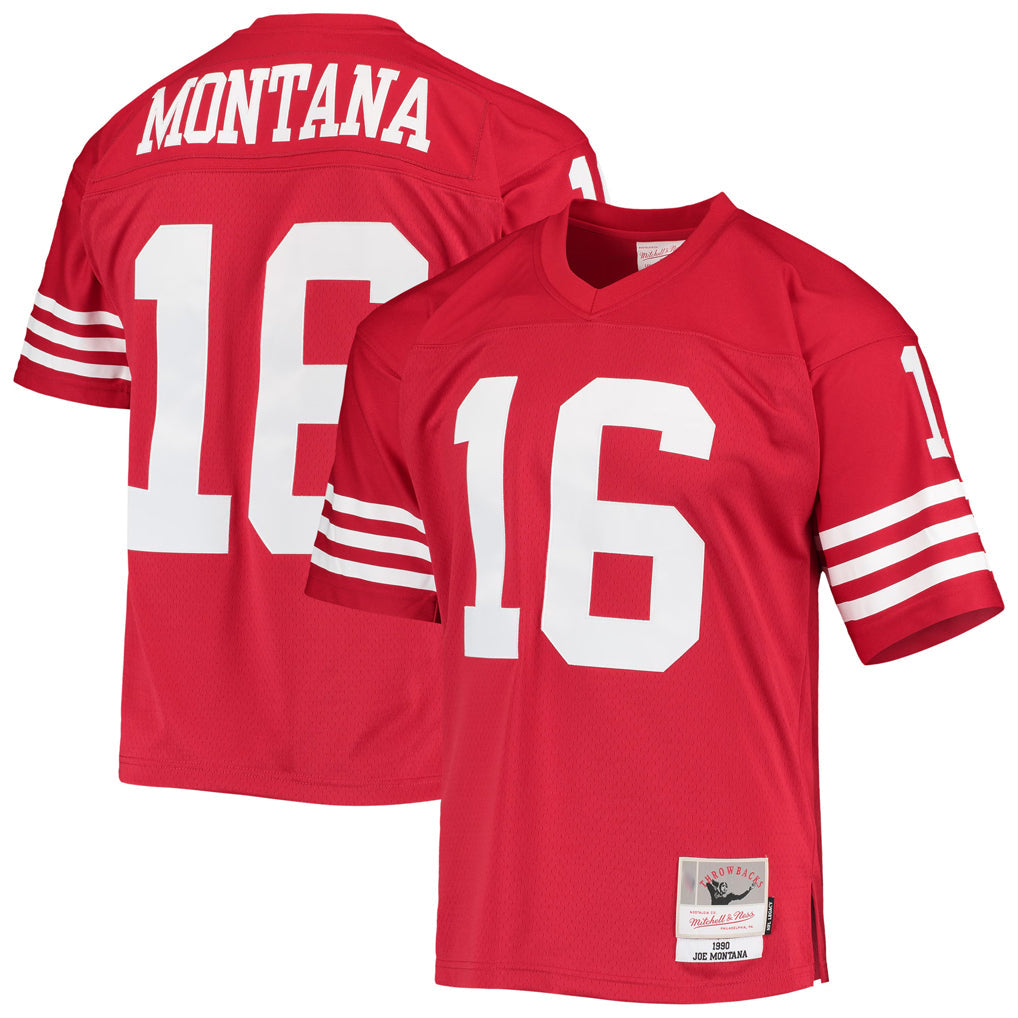 Fenge SF.49ers #16 Joe Montana Player Mitchell & Ness Legacy Replica Scarlet Stitched Jerseys