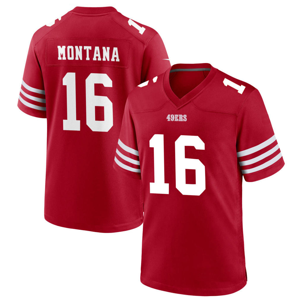 Fenge SF.49ers #16 Joe Montana Player Scarlet Home Game Stitched Jerseys