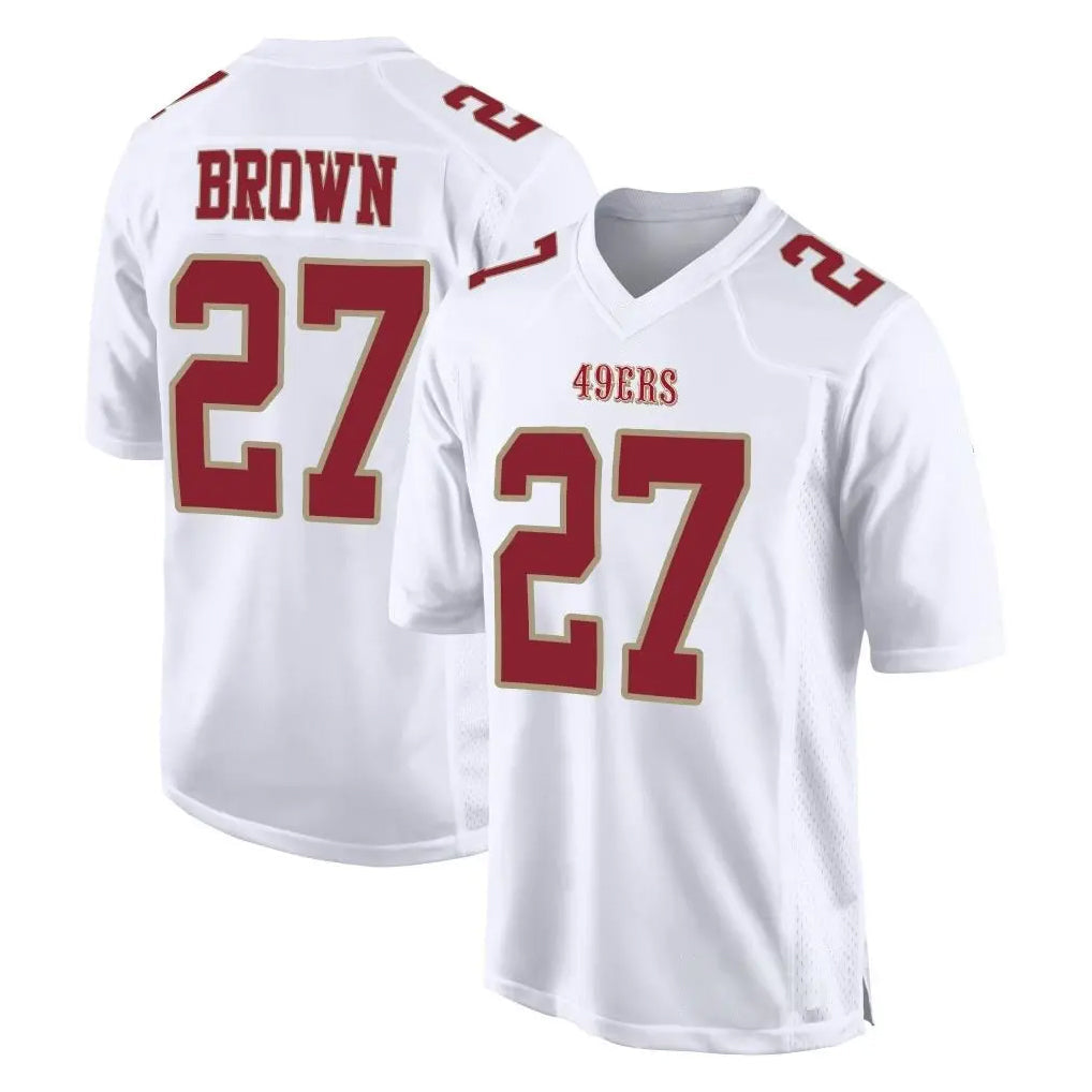 Fenge SF.49ers #27 Ji'Ayir Brown Player White Fashion Home Game Stitched Jerseys