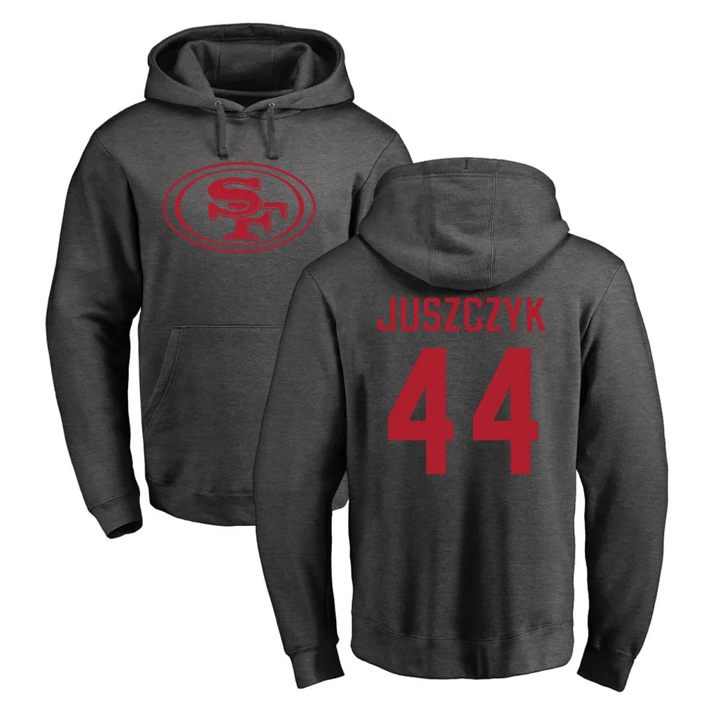 Fenge SF.49ers #44 Kyle Juszczyk Player Anthracite Pullover Hoodies Home Game Stitched Jerseys