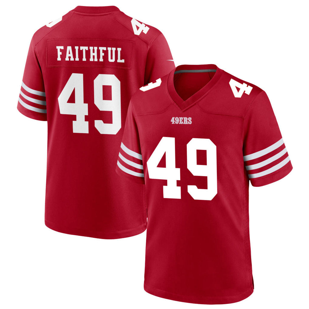 Fenge SF.49ers #49 The Faithful Player Scarlet Home Game Football Jerseys