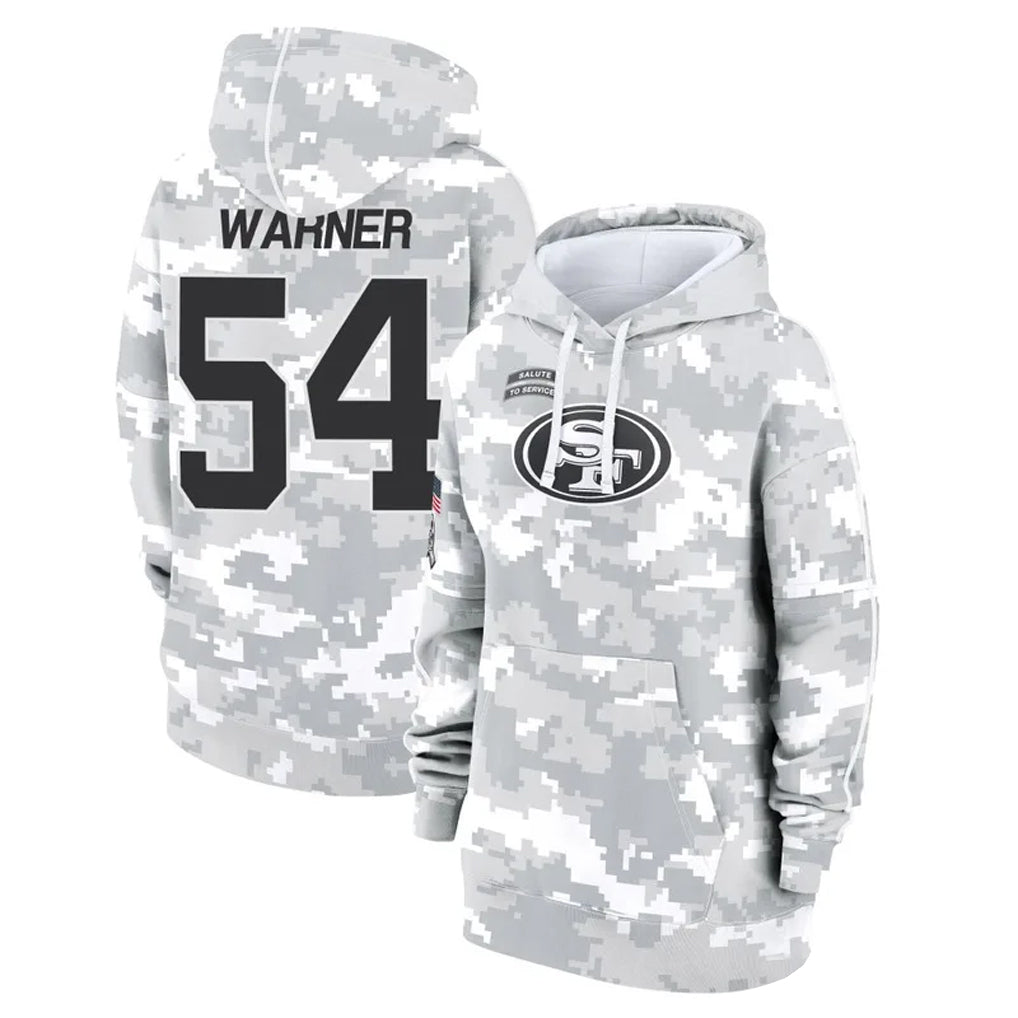 Fenge SF.49ers #54 Fred Warner Player Arctic Camo Salute to Service Hoodies Stitched Jerseys