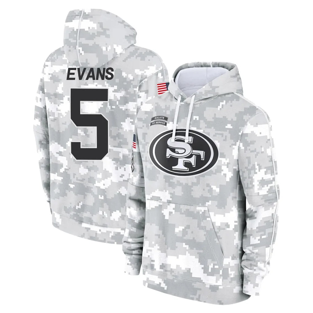 Fenge SF.49ers #5 Mike Evans Player Arctic Camo Limited Salute to Service Pullover Hoodies Game Stitched Jerseys