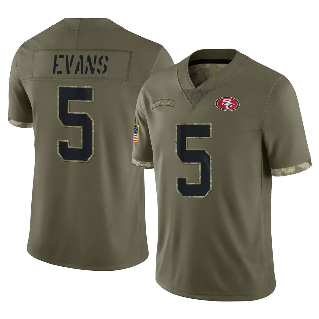 Fenge SF.49ers #5 Mike Evans Player Olive Limited Salute To Service Home Game Stitched Jerseys