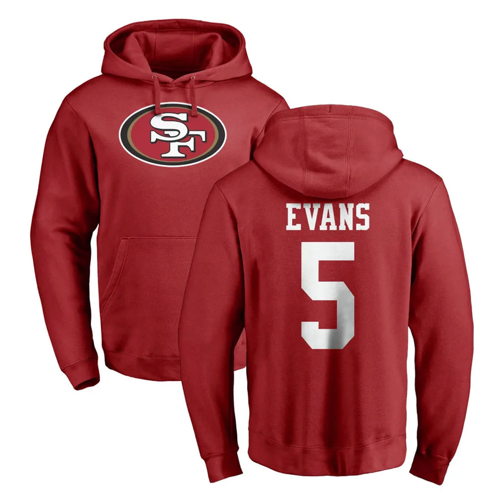 Fenge SF.49ers #5 Mike Evans Player Red LOGO Pullover Hoodies Home Game Stitched Jerseys