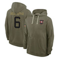 Fenge SF.49ers #6 Malik Mustapha Player Olive Salute to Service Pullover Hoodies Limited Stitched Jerseys