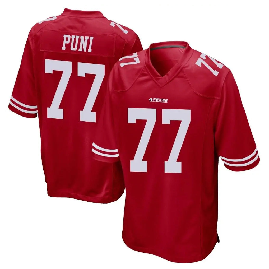 Fenge SF.49ers #77 Dominick Puni Player Red Home Game Stitched Jerseys
