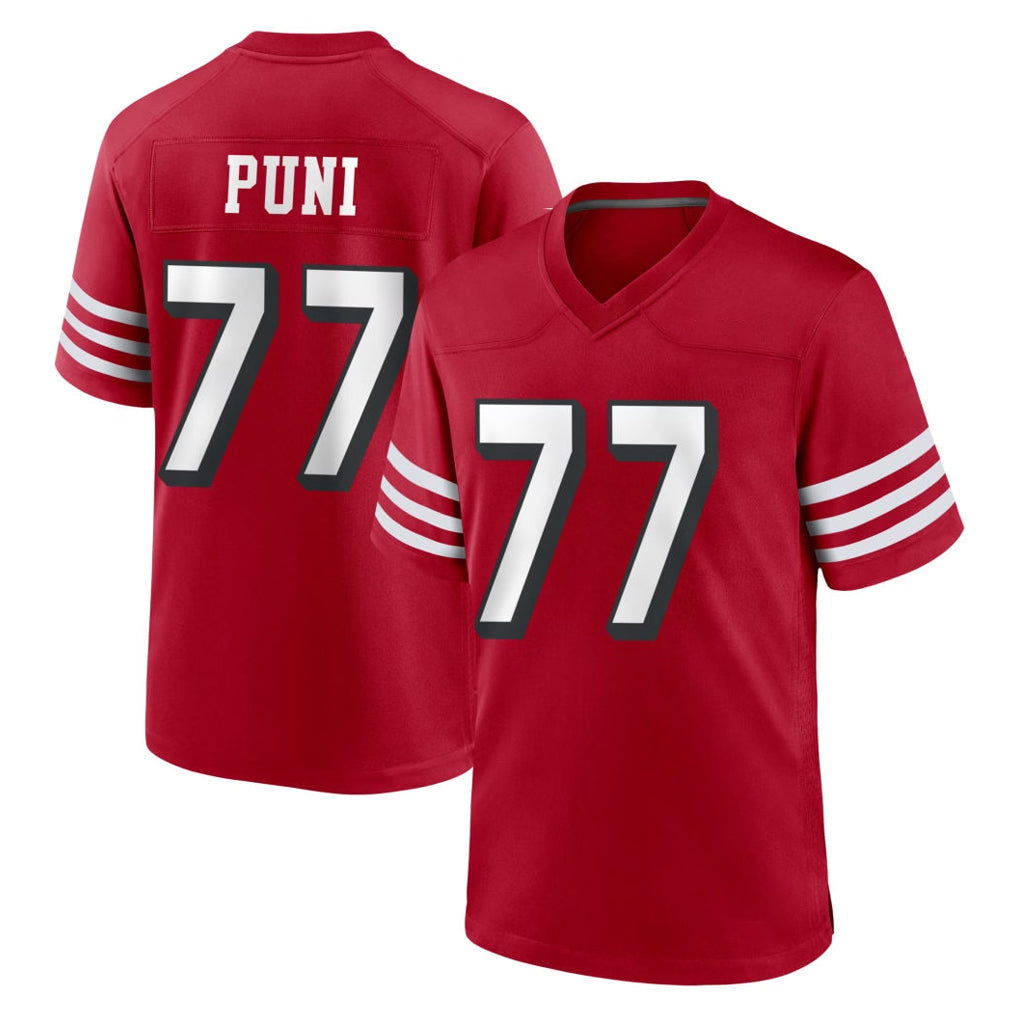 Fenge SF.49ers #77 Dominick Puni Player Red Limited Alternate Home Game Stitched Jerseys