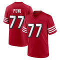 Fenge SF.49ers #77 Dominick Puni Player Red Limited Alternate Home Game Stitched Jerseys