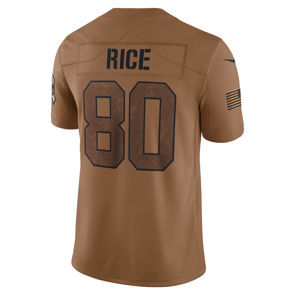 Fenge SF.49ers #80 Jerry Rice Player Brown Salute To Service Limited Stitched Jerseys