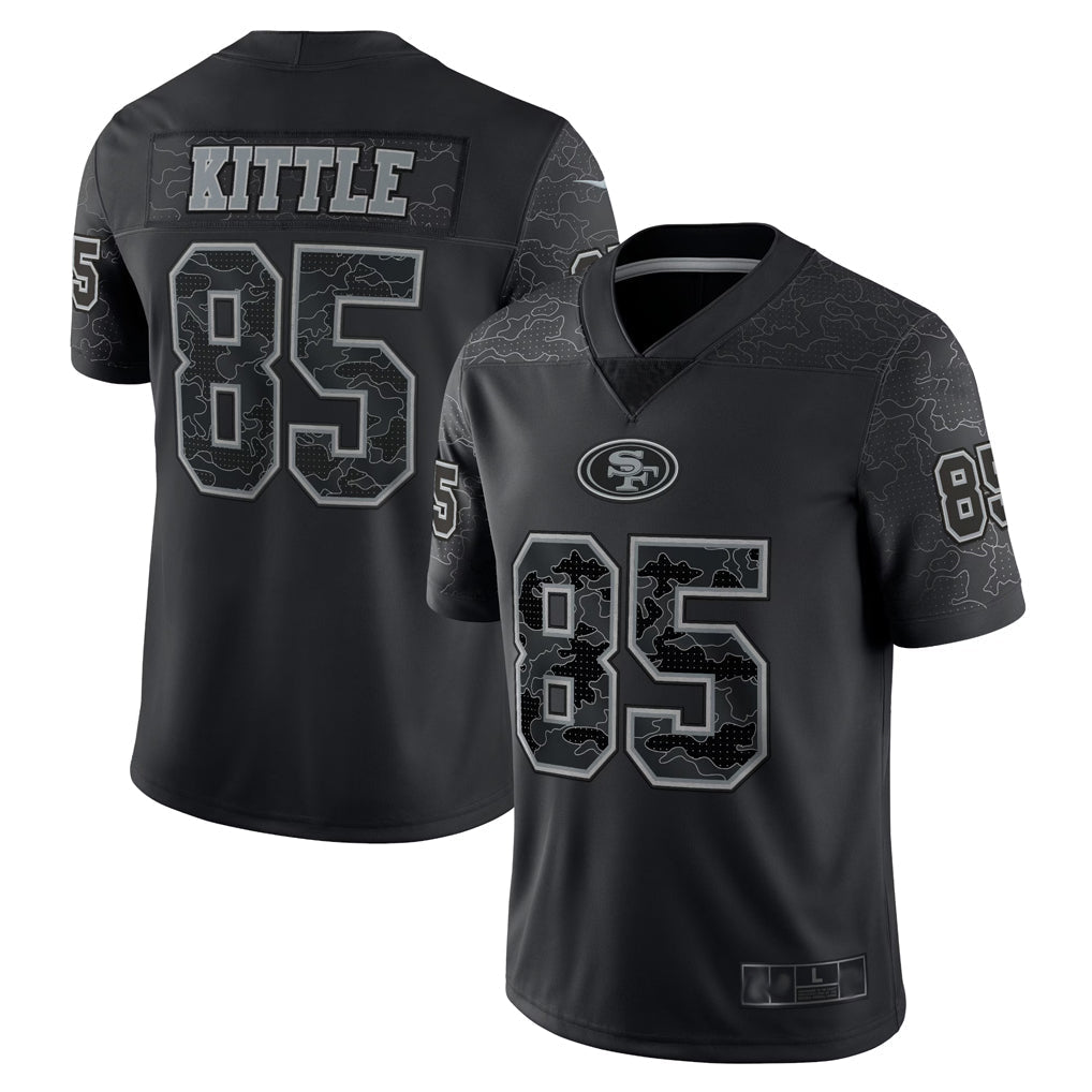 Fenge SF.49ers #85 George Kittle Player Black RFLCTV Limited Stitched Jerseys