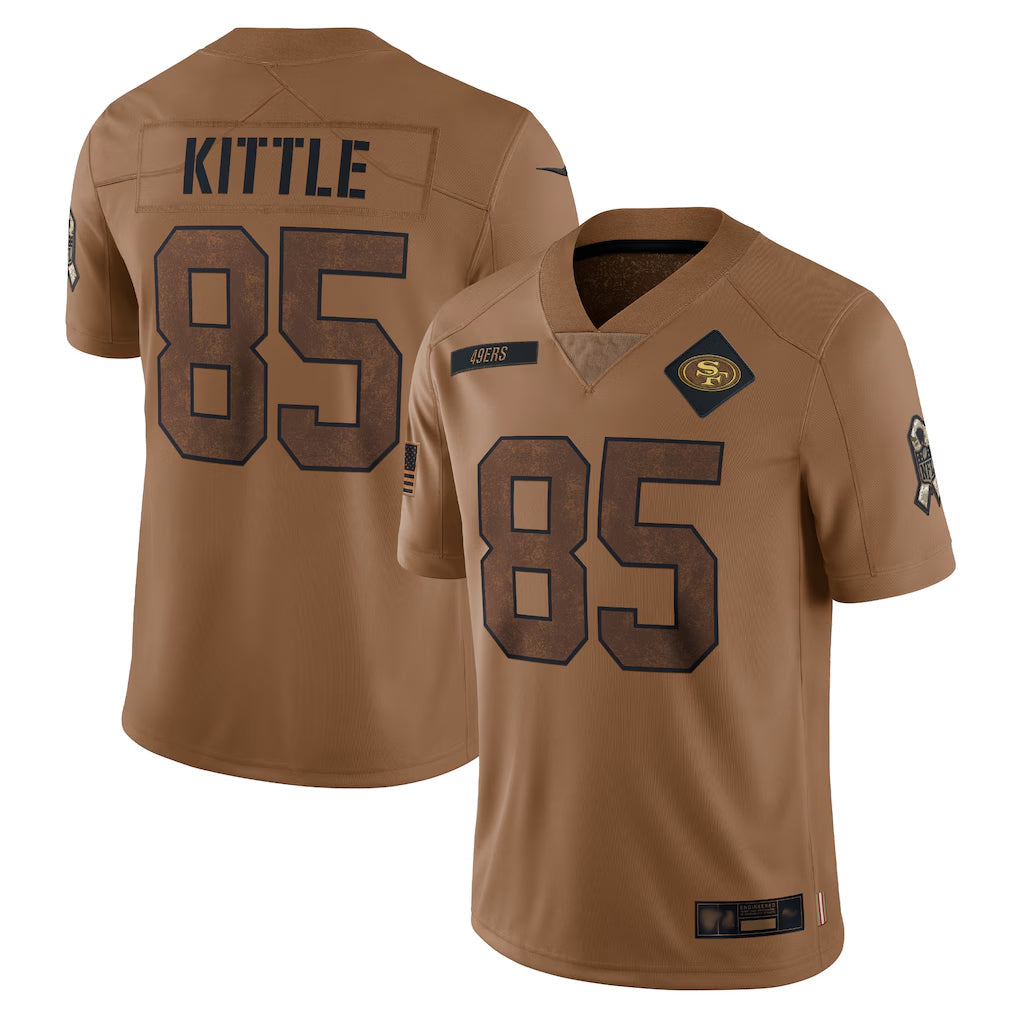 Fenge SF.49ers #85 George Kittle Player Brown Salute To Service Limited Stitched Jerseys