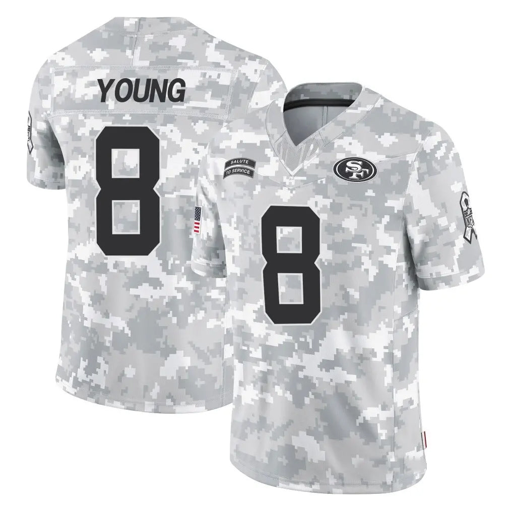 Fenge SF.49ers #8 Steve Young Player Arctic Camo Salute to Service Stitched Jerseys