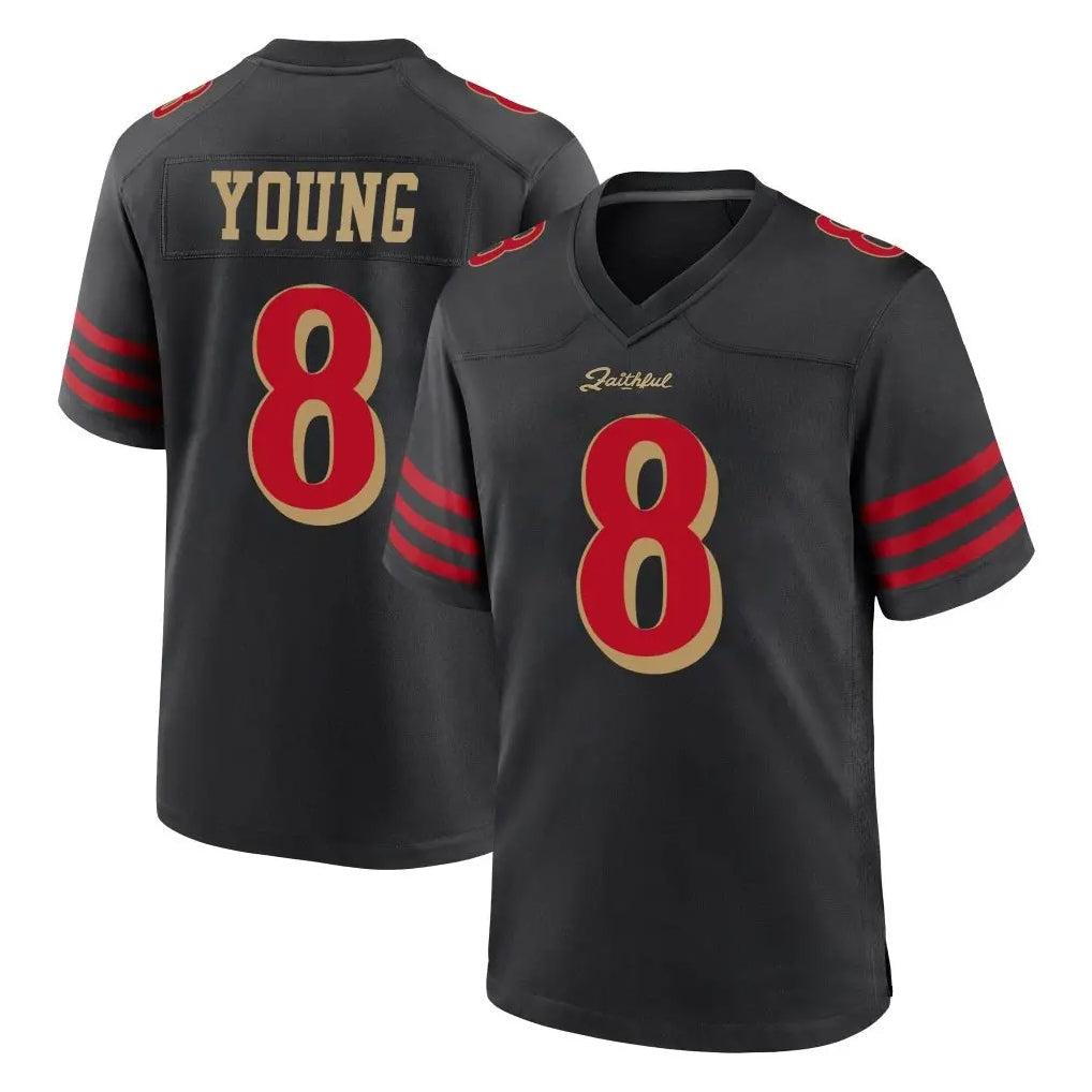 Fenge SF.49ers #8 Steve Young Player Black Rivalries Collection Game Stitched Jerseys