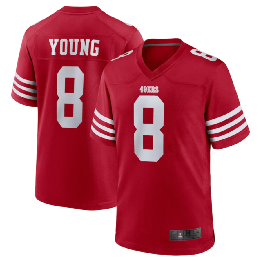 Fenge SF.49ers #8 Steve Young Scarlet Retired Player Game American Stitched Jersey