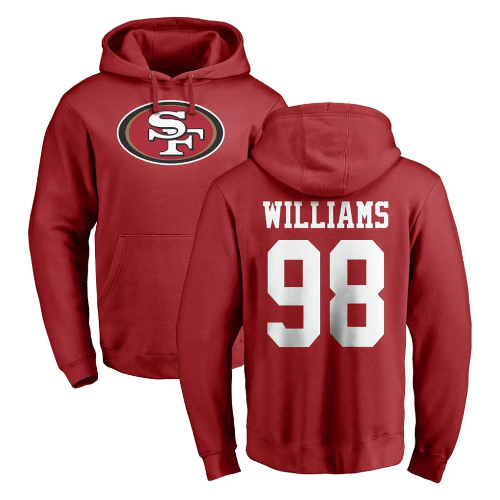 Fenge SF.49ers #98 Mykel Williams Player Red LOGO Pullover Hoodies Home Game Stitched Jerseys