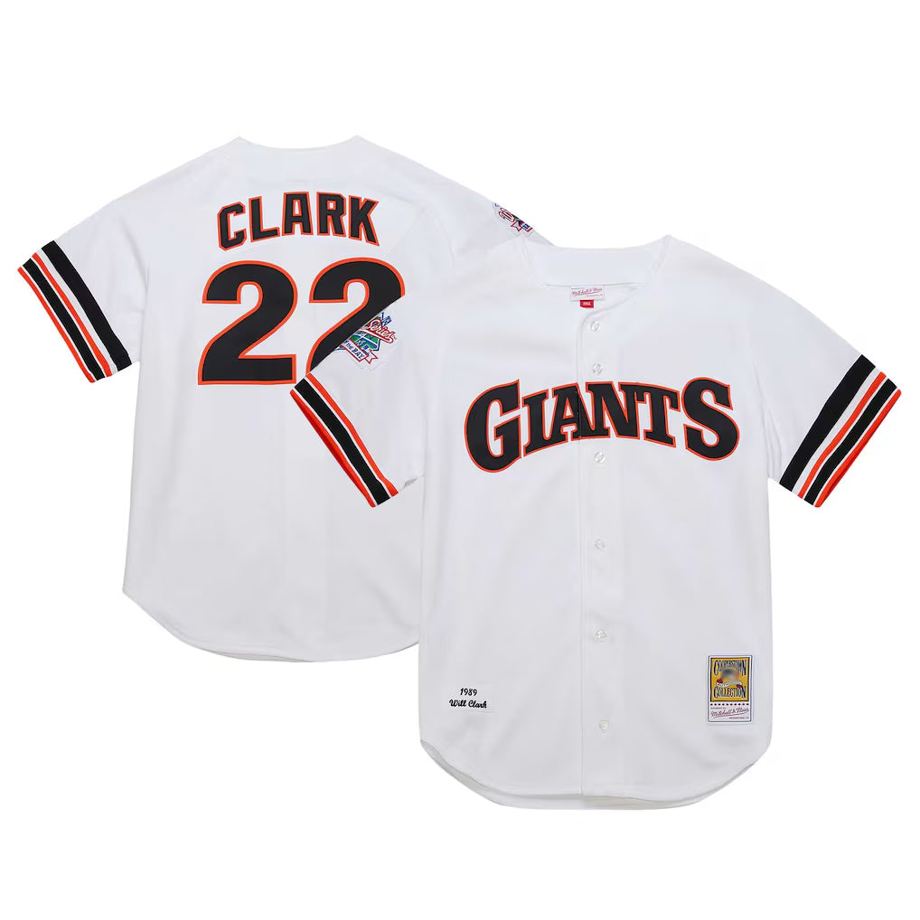 Fenge SF.Giants #22 Will Clark Player White Mitchell & Ness Cooperstown Collection 1989 Limited Stitched Jerseys