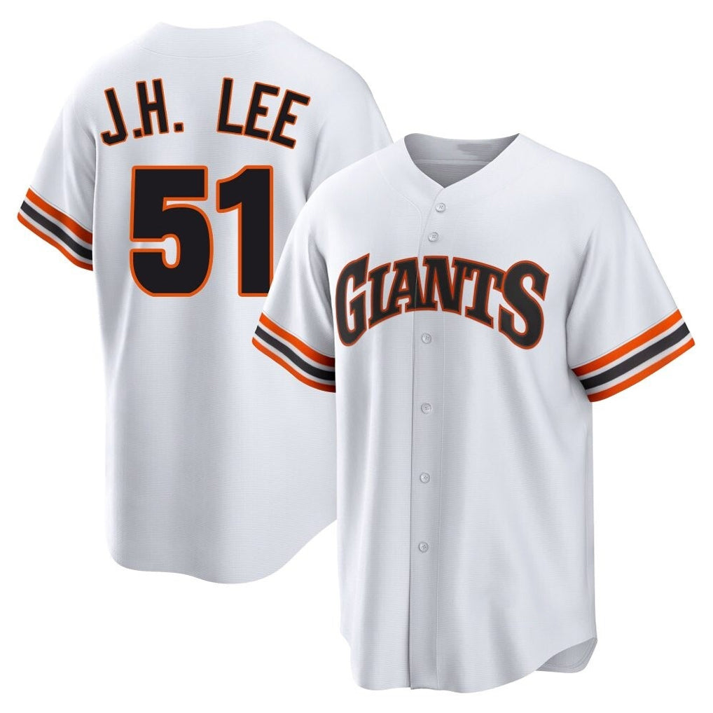 Fenge SF.Giants #51 Jung Hoo Lee Player White Throwback Cooperstown Collection Home Game Stitched Jerseys